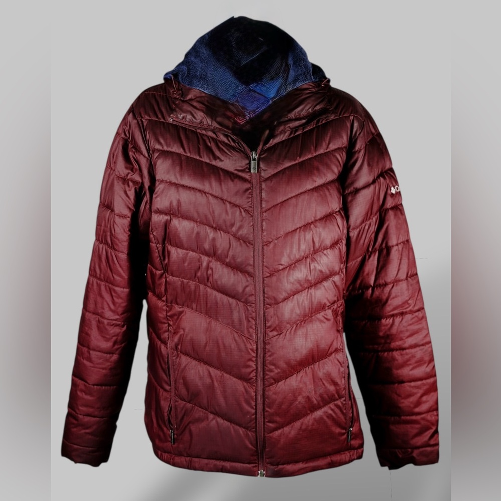Columbia Womens Omni-Heat Insulated Hooded Burgundy Jacket L Winter Outdoor - Picture 7 of 17